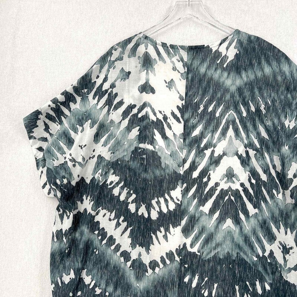BRYN WALKER Ezra Printed Kimono Duster XL White Blue Lightweight Lagenlook Layer - Picture 6 of 15